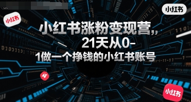 柒七小红书涨粉变现营，21天从0-1做一个挣钱的小红书账号